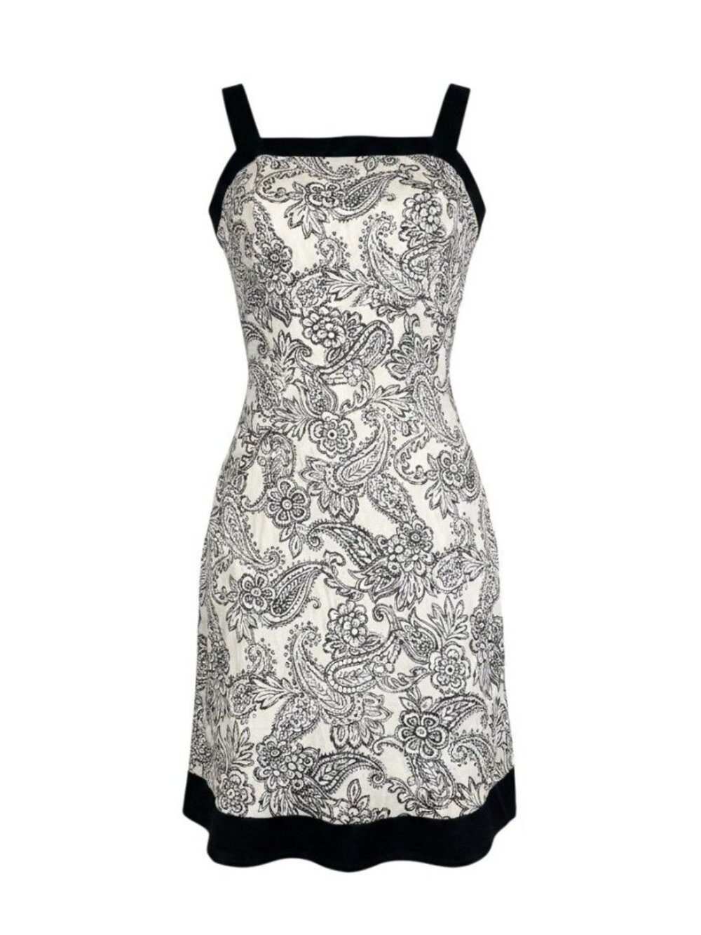 Maison Womens Black & White Floral Print Sleeveless Dress Black Trim Size 8